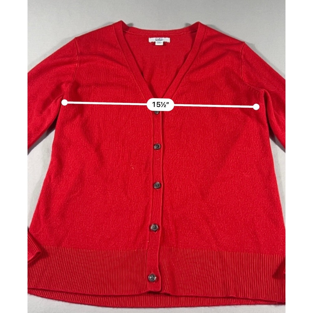 Croft & Barrow Womens Red V-Neck Button Front Long Sleeve Knit Cardigan Size S - Picture 5 of 11